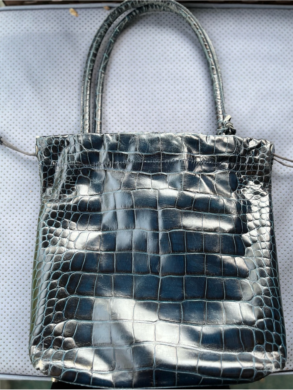 Vintage FURLA  Croc-Embossed Leather Tote Bag